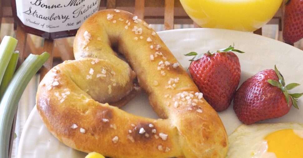 Soft Pretzel Hearts Stuffed with Ricotta Cheese and Strawberry Preserve