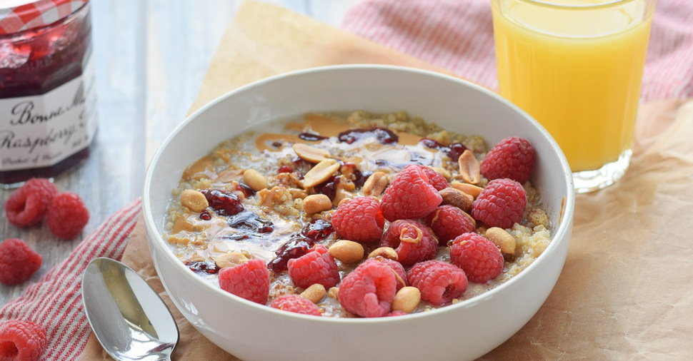 Peanut Butter and Raspberry Preserves Breakfast Quinoa