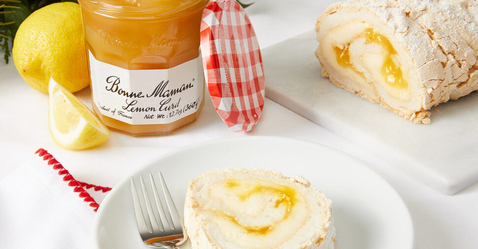Meringue Roulade with Mascarpone Cream and Bonne Maman Lemon Curd