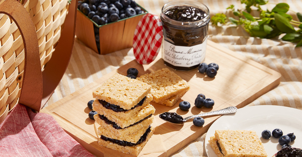 Wild Blueberry and Peanut Butter Marshmallow Squares