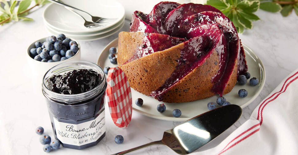 Bundt Cake with Bonne Maman Blueberry/Lemon Glaze